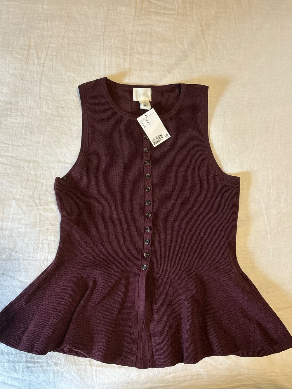 NWT Ribbed Peplum Top